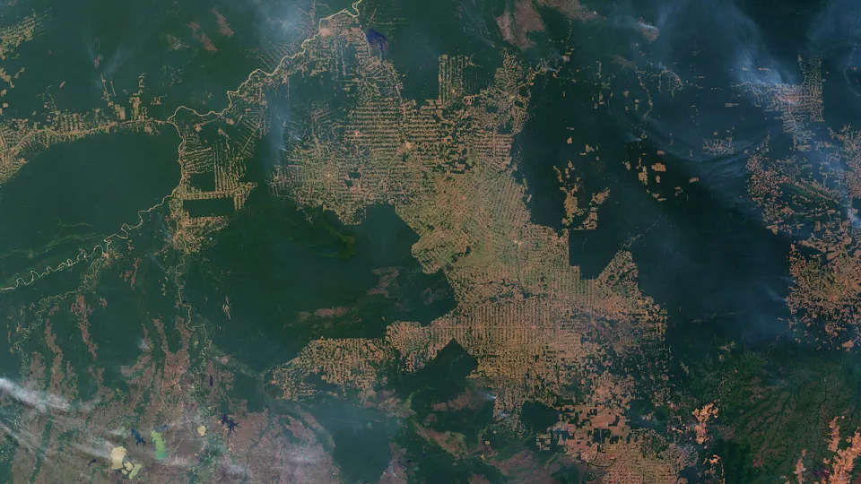 Satellitbild över Amazonas i Brasilien