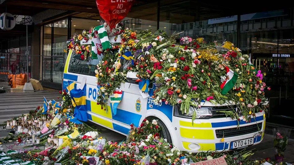 Drottninggatan i Stockholm efter terrordådet.
